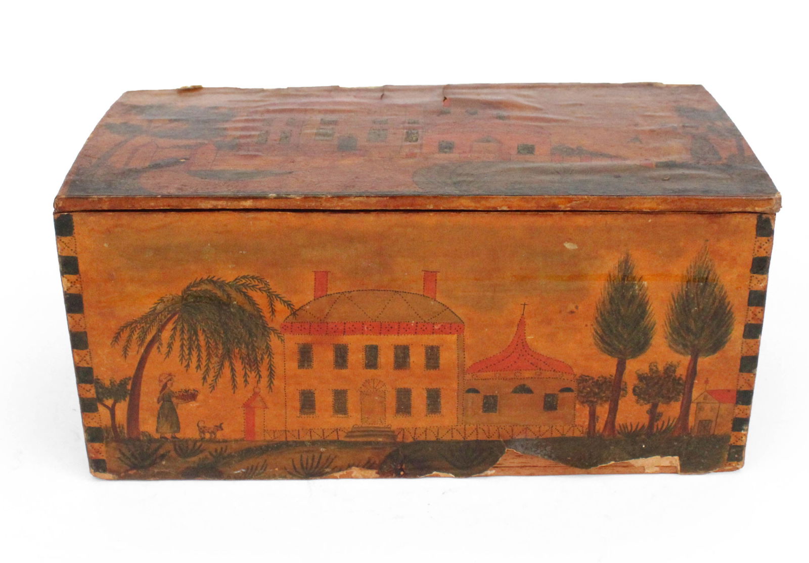 Schoolgirl Painted Decoupage Box with Pavilion (1 of 12)