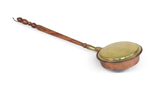 Engraved Brass and Copper Bedwarmer