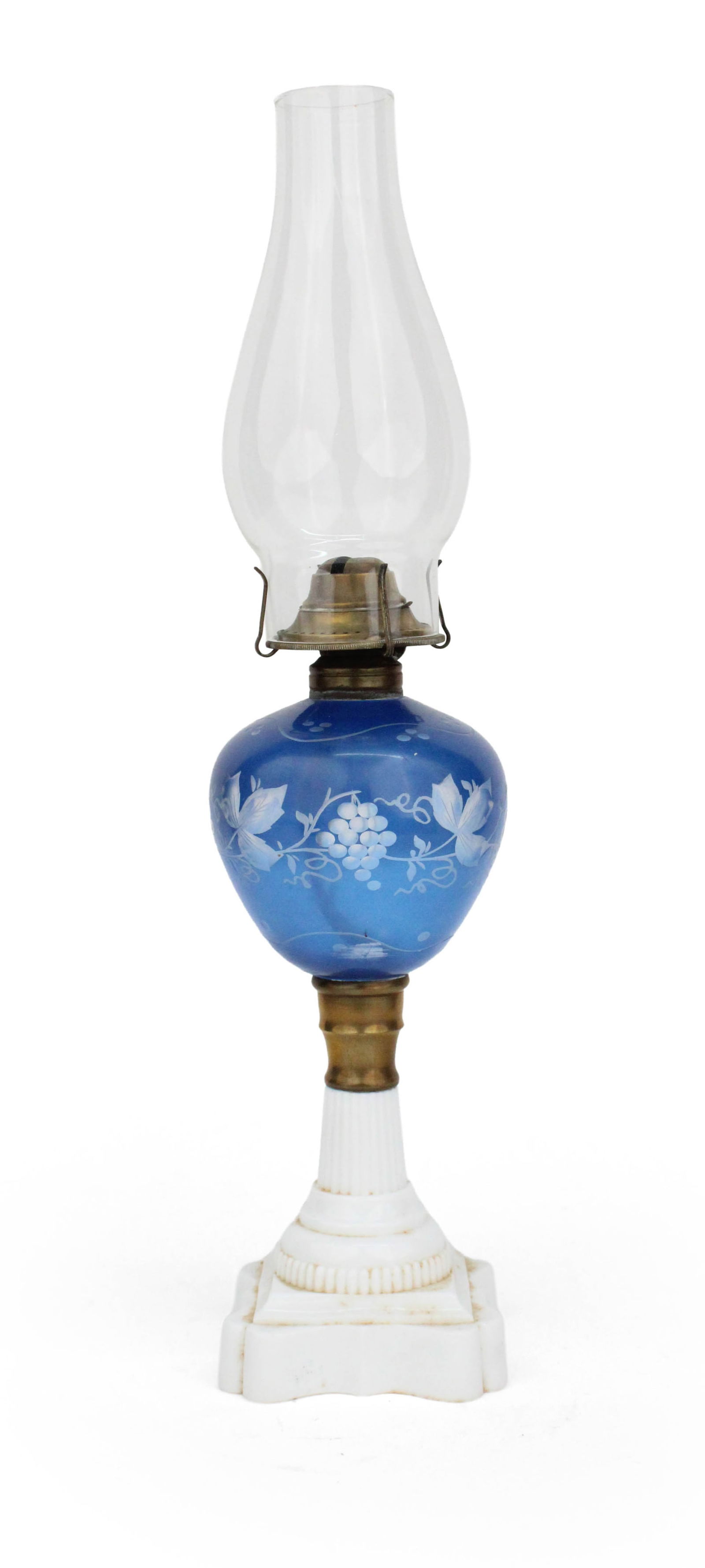 Pressed, Blown, and Engraved White and Blue Fluid Lamp (1 of 9)