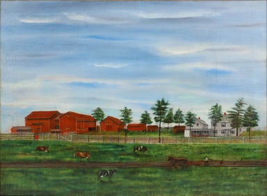 David Provost Van Brackle, Union, New Jersey 1823-1922, Farm in Middletown, New Jersey, Oil on