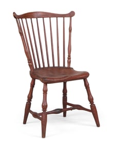 Red Painted Fanback Windsor Side Chair