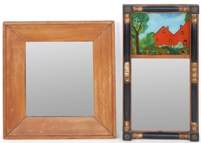 Classical Parcel Gilt and Eglomise Panel Looking Glass