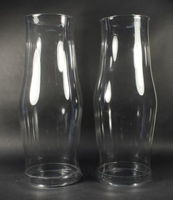 Pair of Colorless Glass Hurricane Shades