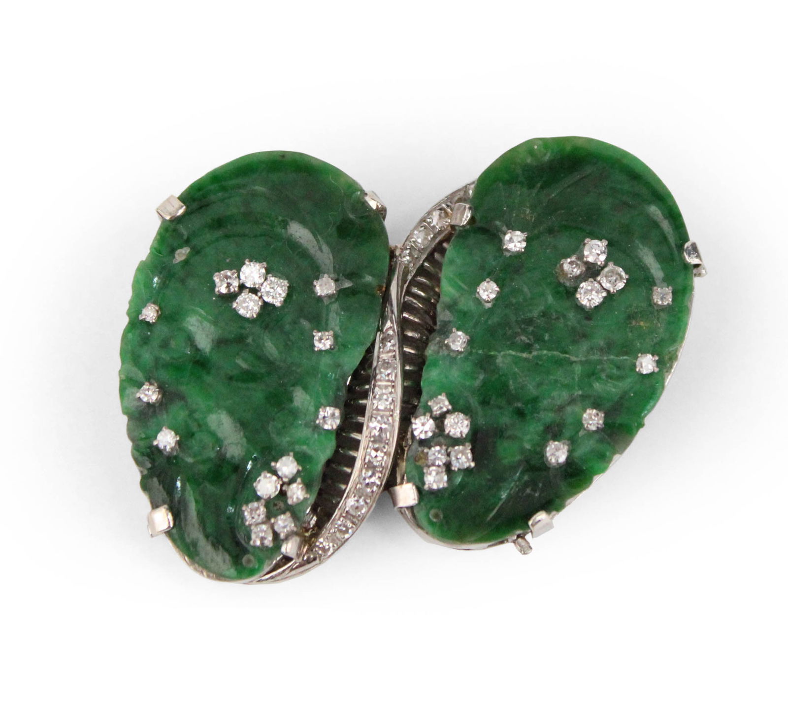 Cecil 14K White Gold Jade Brooch (1 of 6)