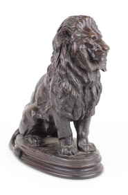After Antoine Barye, 1795-1875, Sitting Lion Number 2, 1847, Bronze