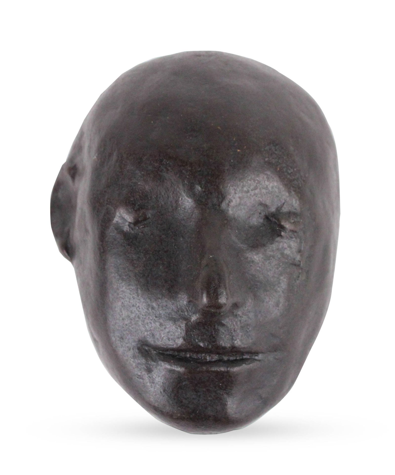 Leonard Baskin, American 1922-2000, Death Mask / Head, Bronze: Leonard BaskinAmerican, 1922-2000Death Mask / HeadBronzeSigned "L. Baskin" and numbered 7/10.Appx 4 x 3 3/4 x 5 1/2 in. (10.2 x 9.5 x 14 cm.) (b 1922; d 2000) American sculptor, painter, and pri