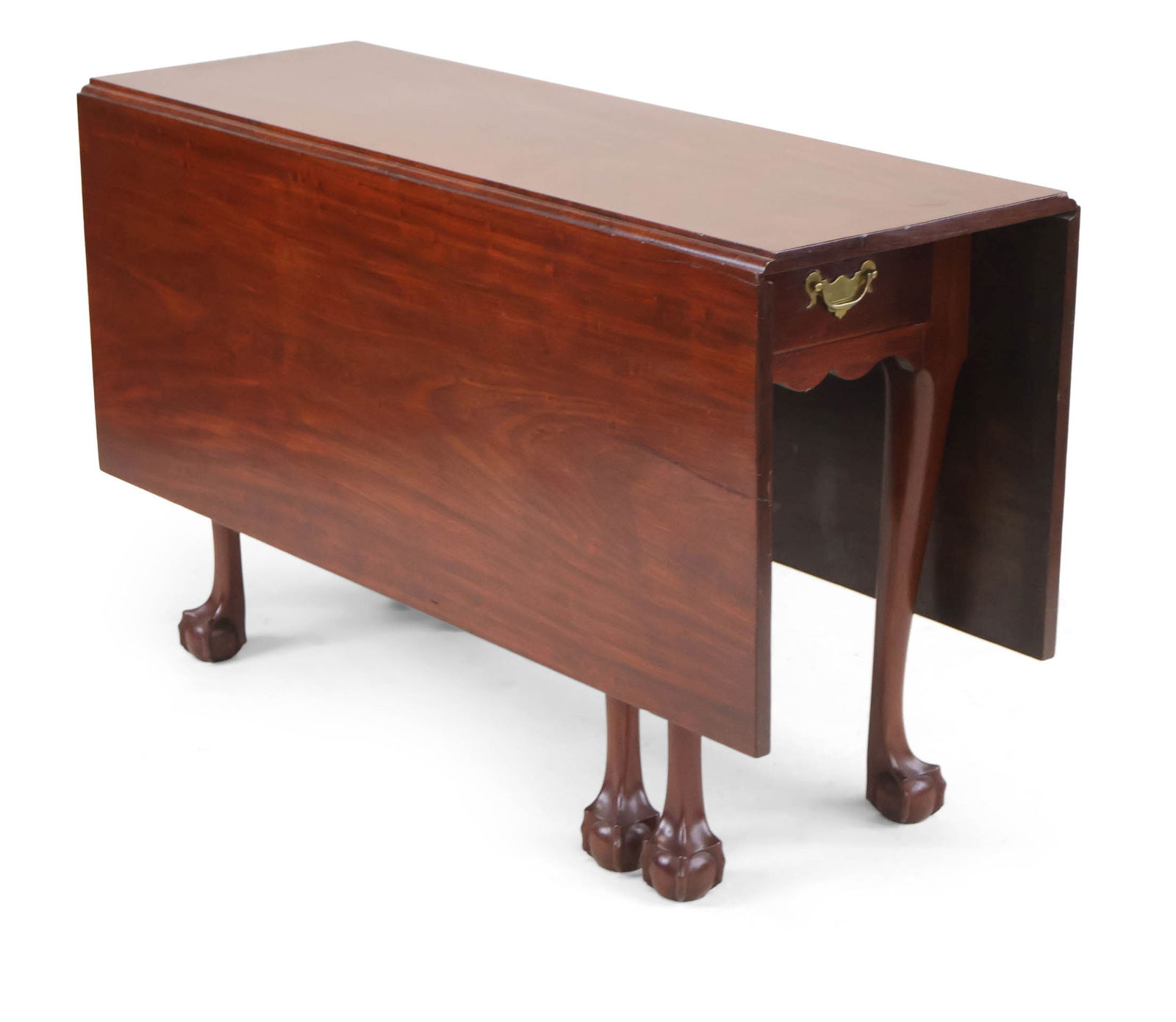 Chippendale Carved Mahogany Six-Leg Drop-Leaf Dining Table (1 of 12)