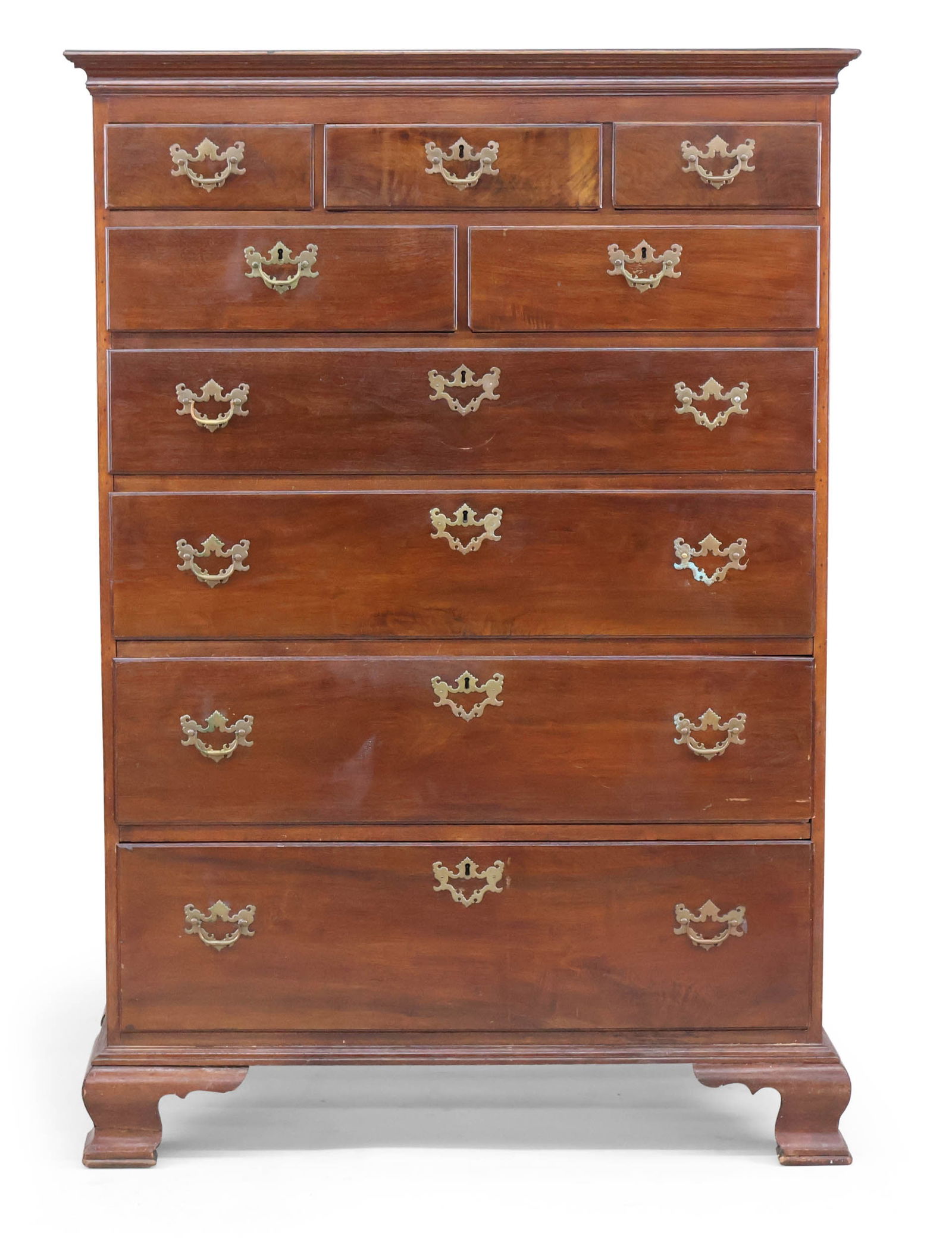 Chippendale Figured Walnut Tall Chest of Drawers (1 of 19)