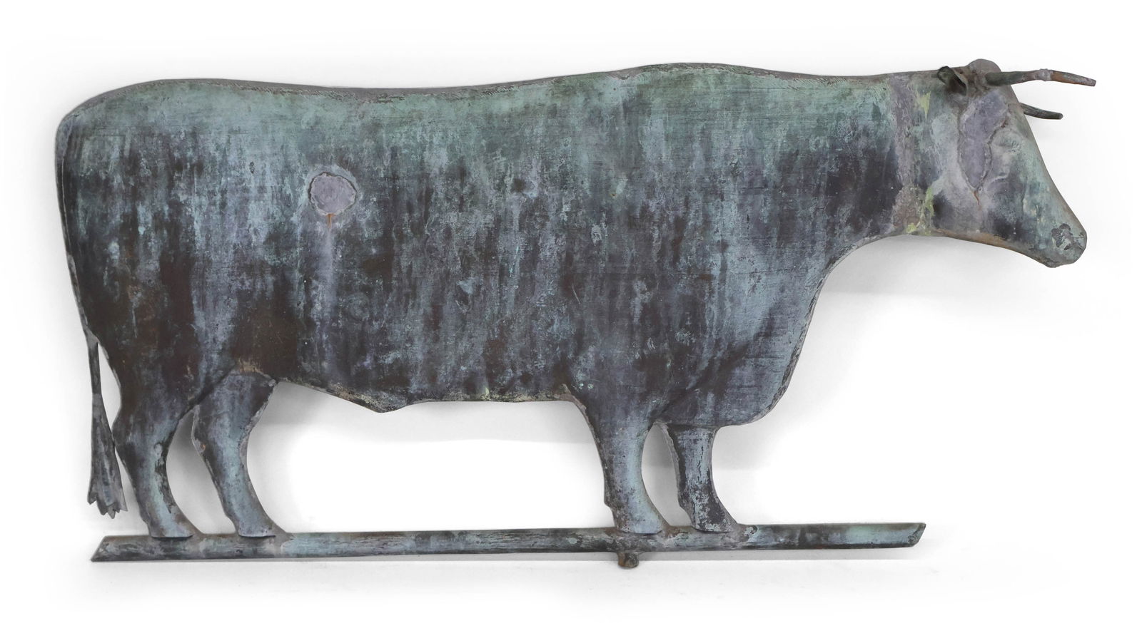 Molded Copper and Zinc Cow Weathervane: Molded Copper and Zinc Cow Weathervane12 x 4 1/2 x 24 3/4 in. (30.5 x 11.4 x 62.9 cm.)