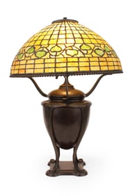 Tiffany Studios Cast Bronze and Lead Glass "Acorn" Table Lamp