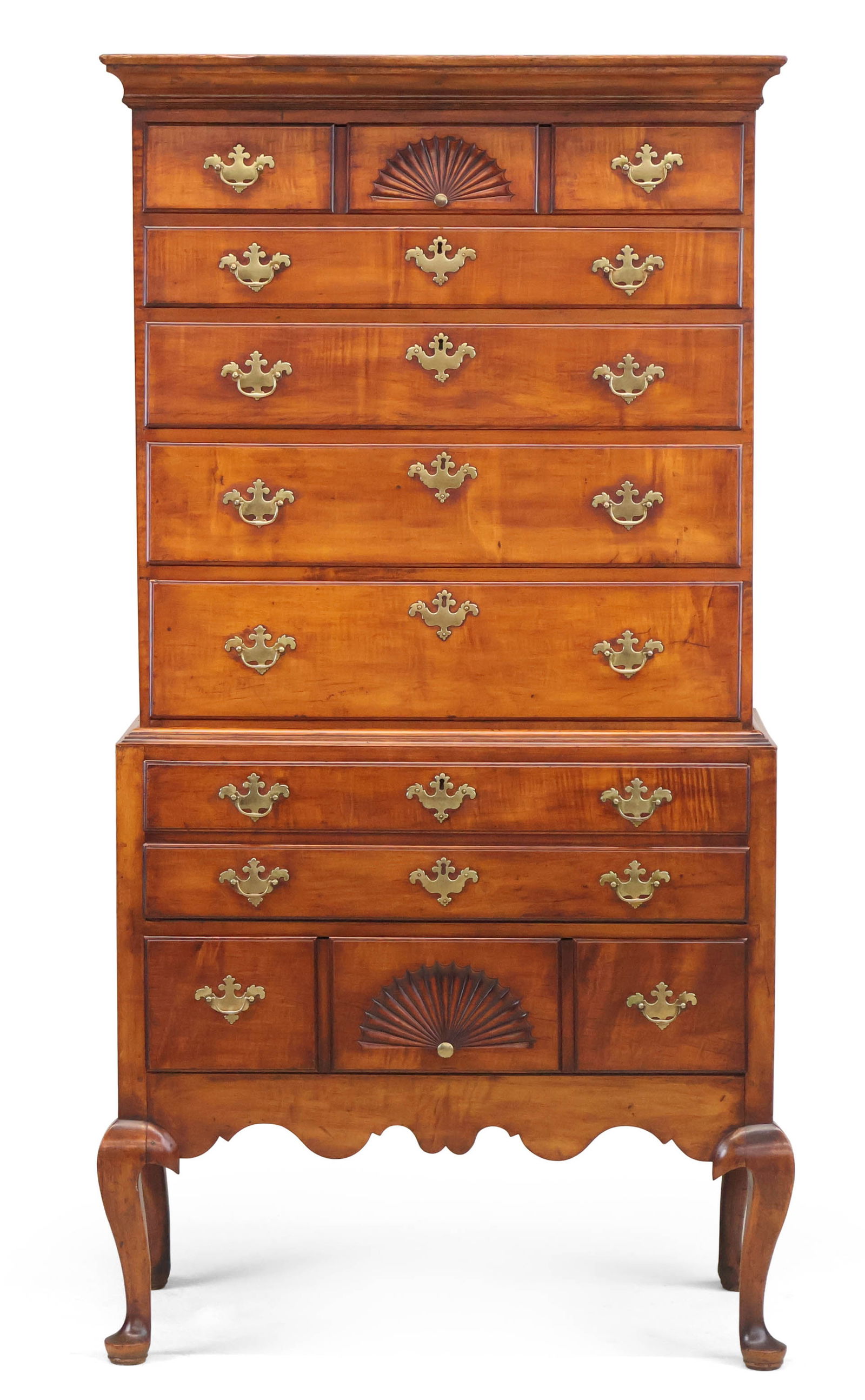 Chippendale Carved Maple High Chest of Drawers (1 of 17)