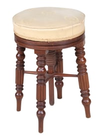 Federal Mahogany Reeded Leg Swiveling Piano Stool
