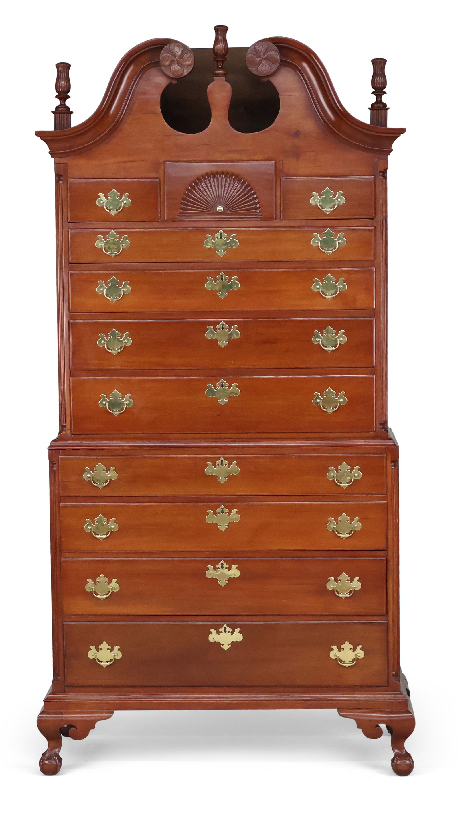 Chippendale Style Cherrywood Bonnet Top Chest on Chest (1 of 13)