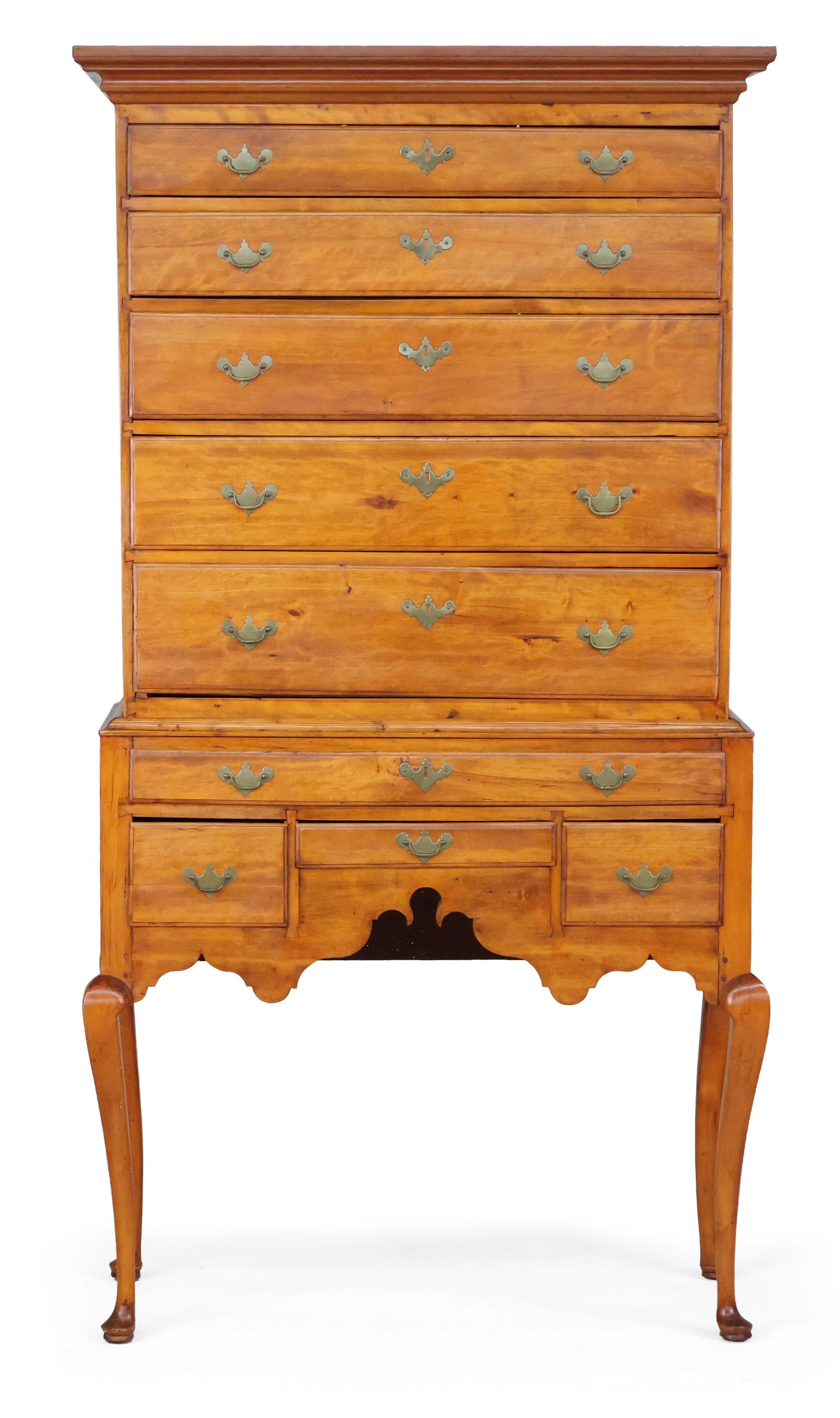 Queen Anne Maple High Chest of Drawers (1 of 17)