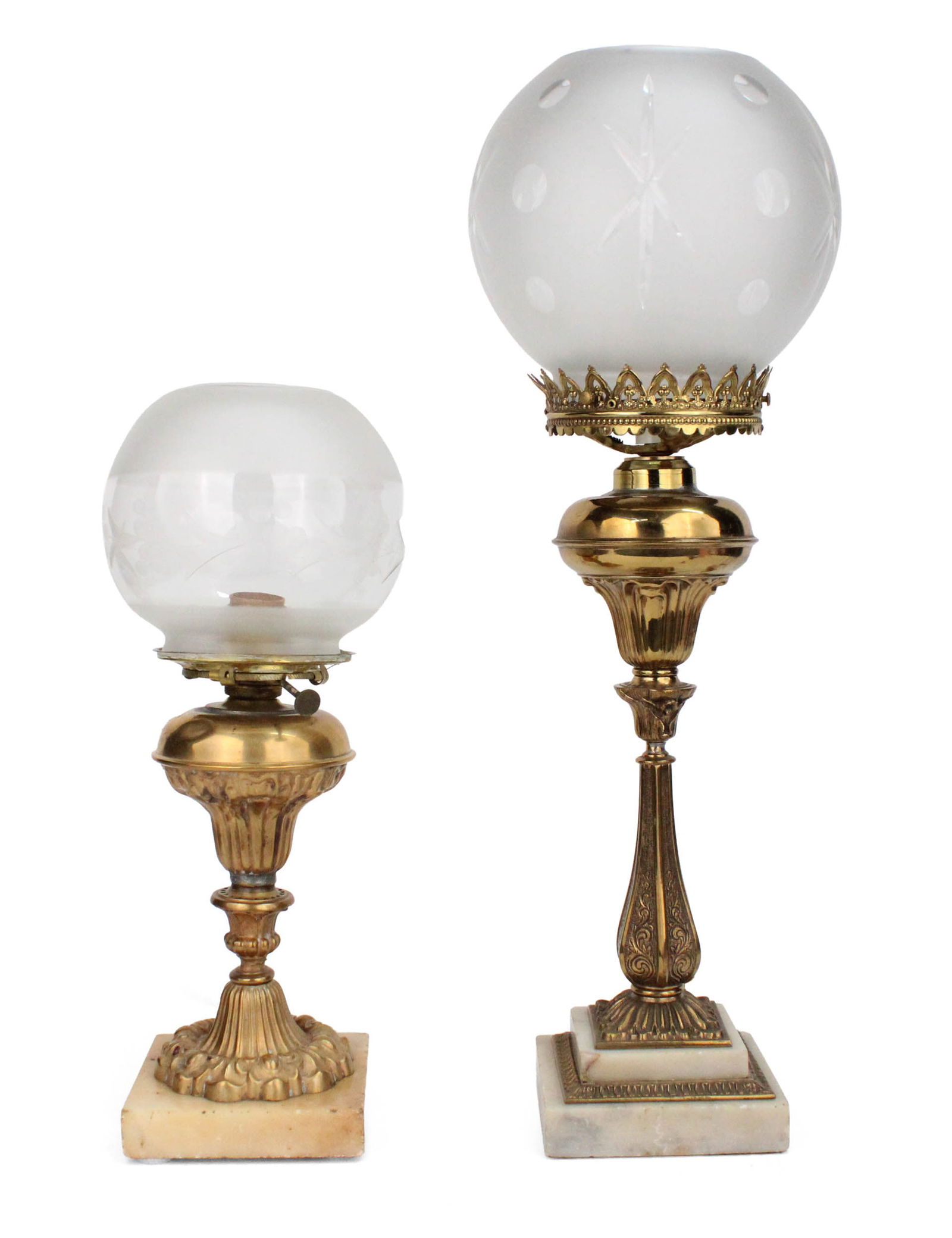 Two Victorian Brass Oil Lamps (1 of 11)