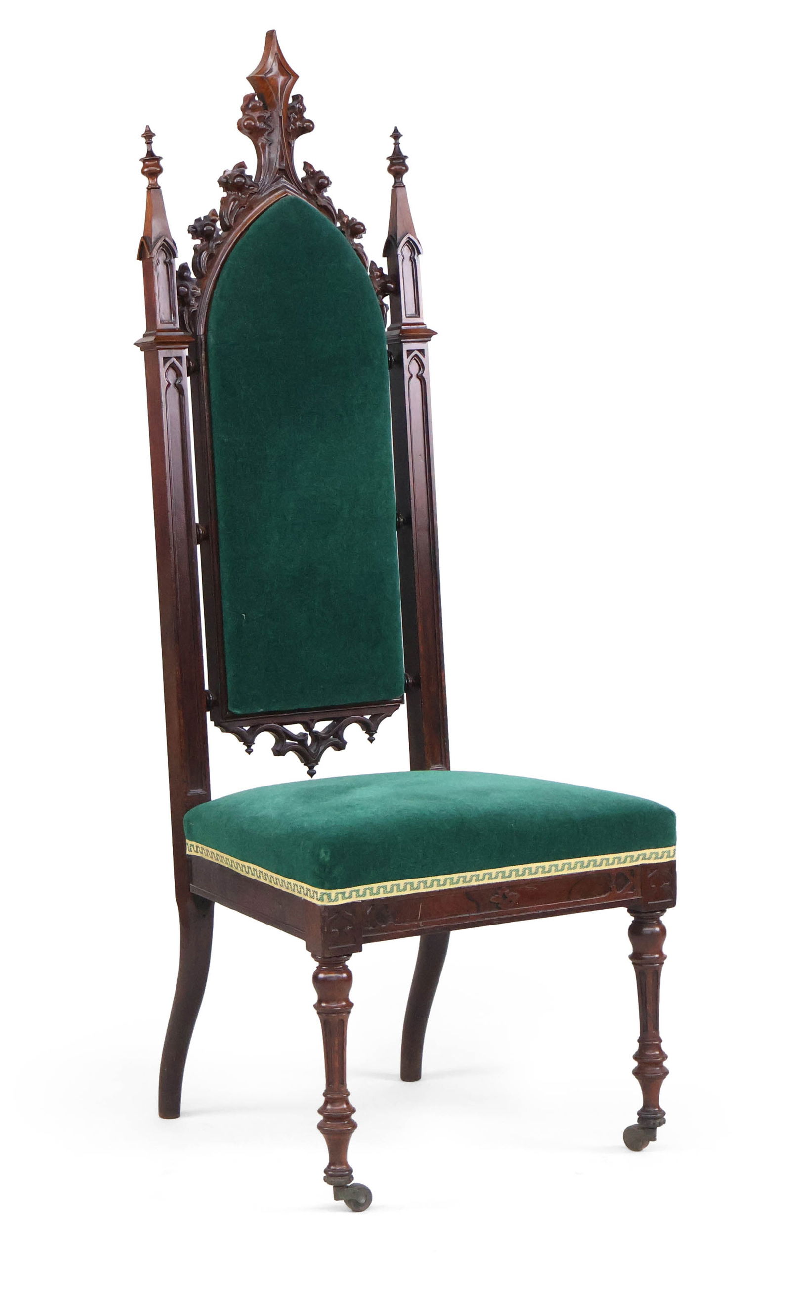 Gothic Revival Carved Walnut Hall Chair (1 of 12)