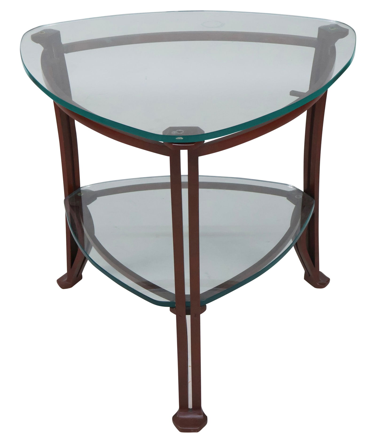 Modern Painted Metal Glass Top Two Tiered Side Table (1 of 11)