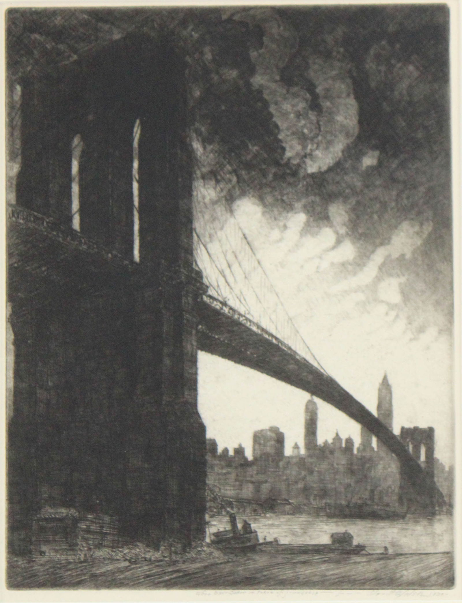 Devitt Welsh, 1888-1942, The Brooklyn Bridge, Etching (1 of 6)