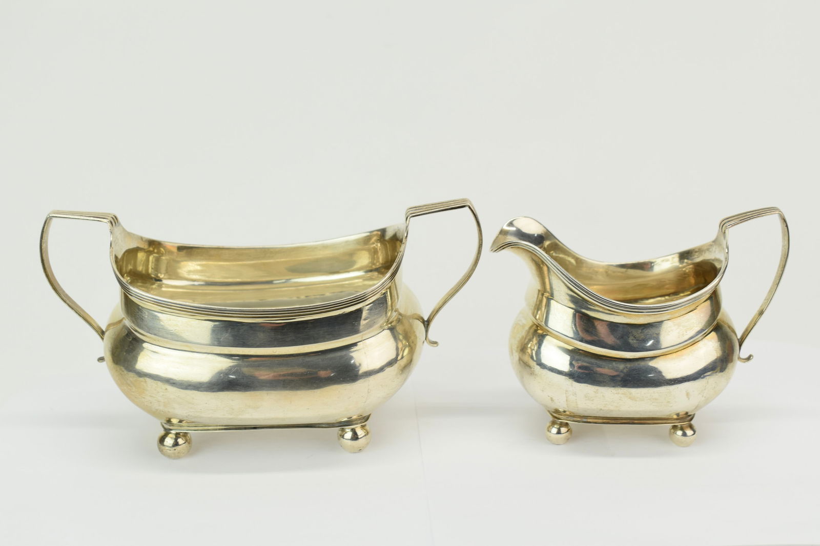 English Sterling Silver Creamer and Sugar Bowl: English Sterling Silver Creamer and Sugar BowlEnglish Sterling Silver Creamer and Sugar Bowl, possible maker Samuel Godbehere-Edward Wigan-James Boult. Used condition, wear, worn. Sugar bowl measures