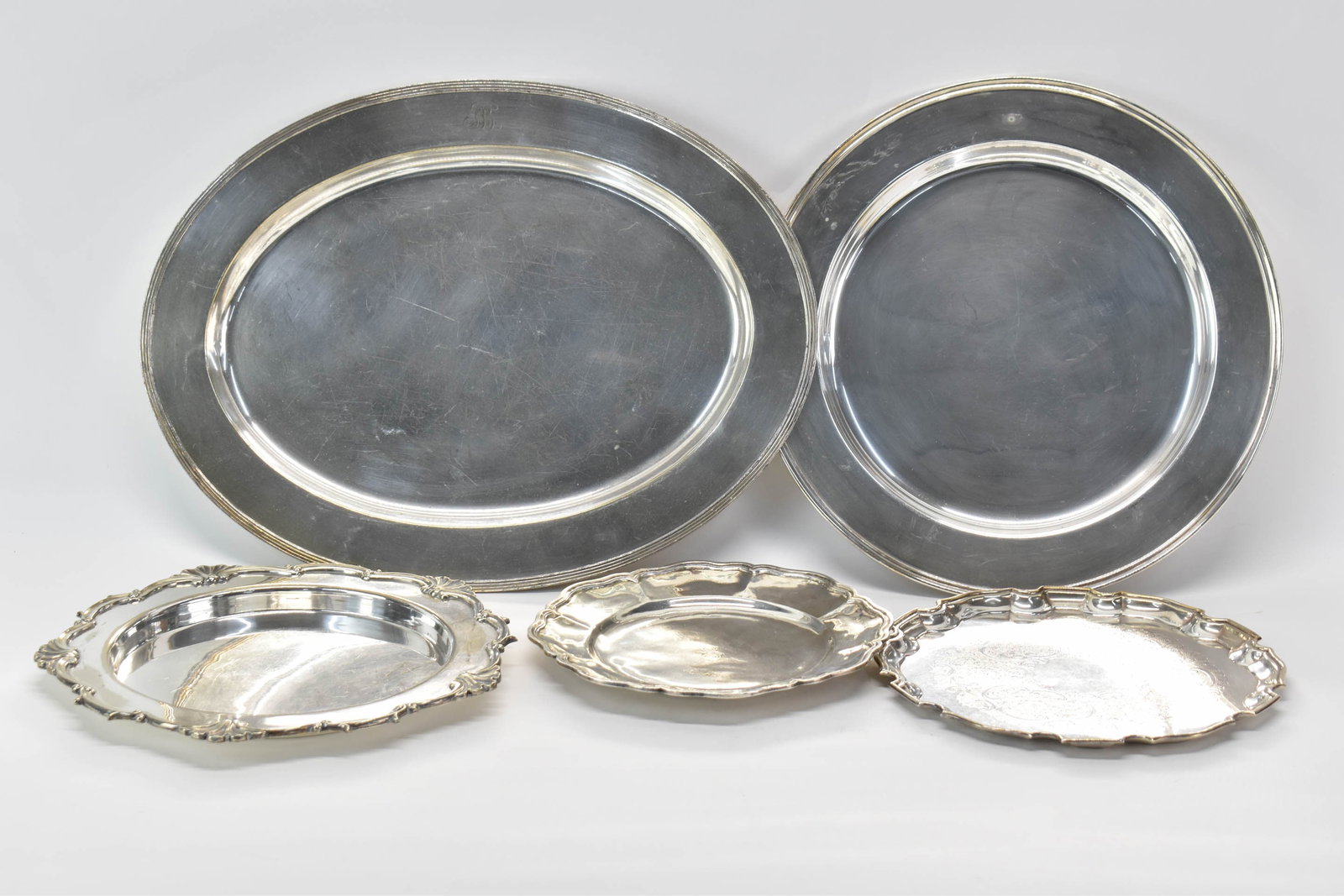 Group of Five Assorted Silver Plated Serving Trays (1 of 18)