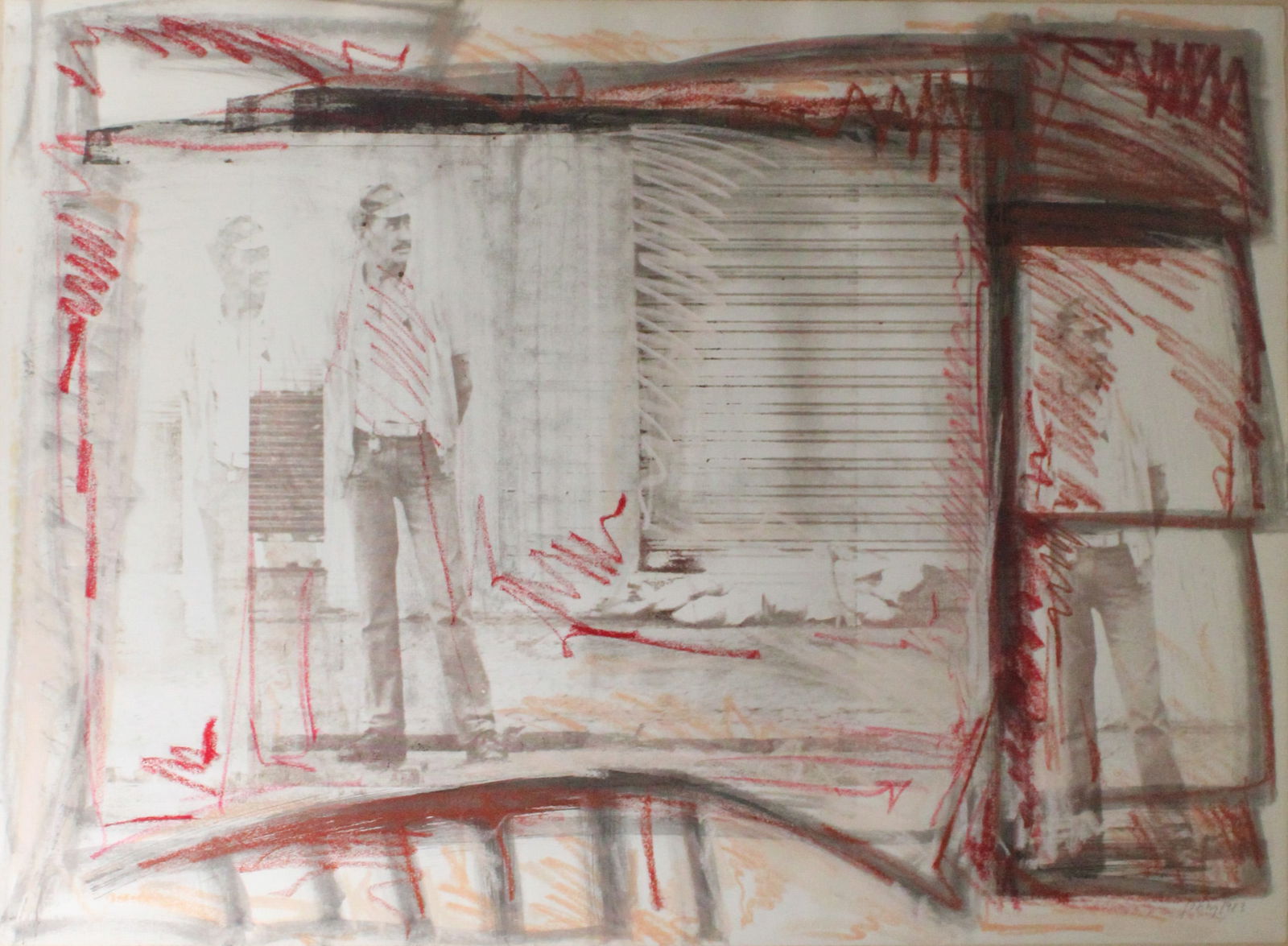 Abstract of Man, Mixed Media on Paper (1 of 6)