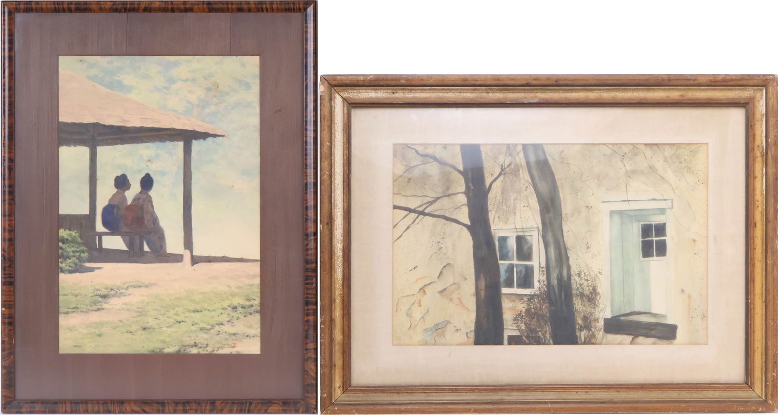 Yamamoto, Two Women on a Bench, Watercolor (1 of 13)