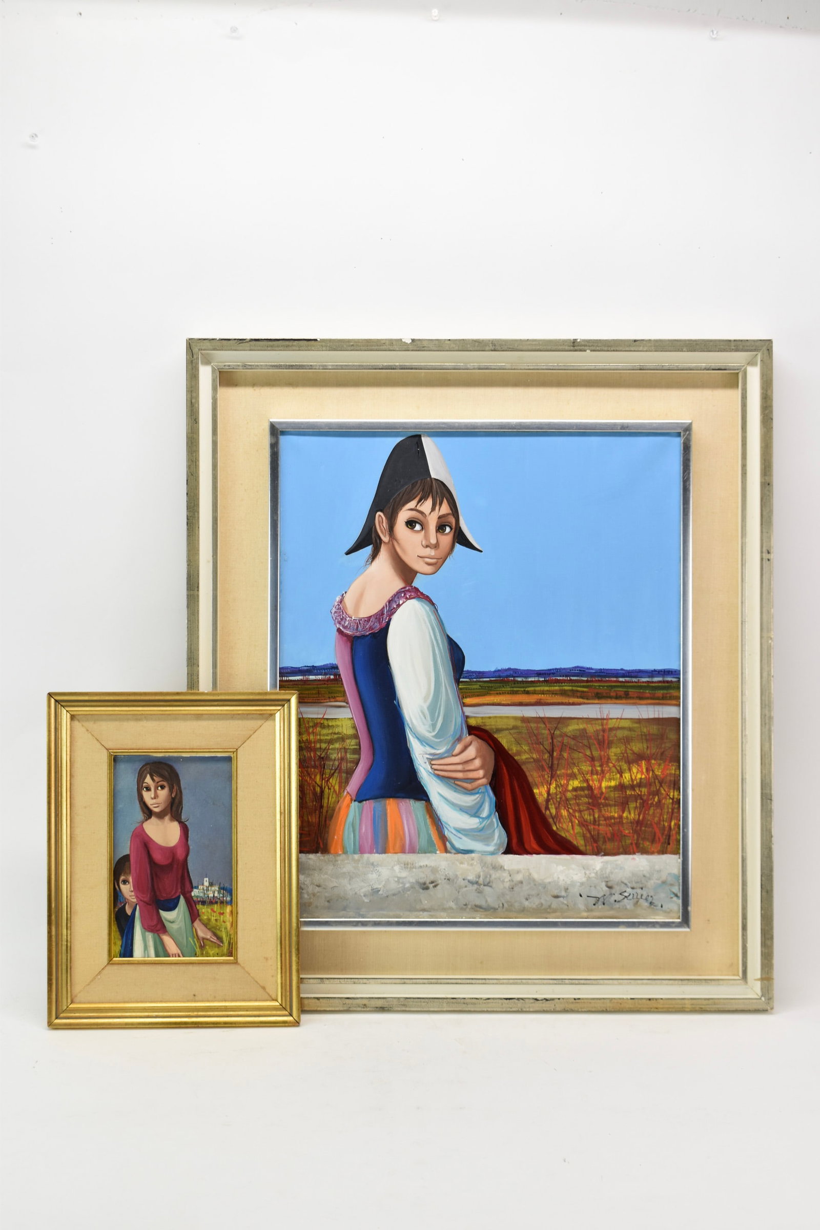 Two Jean Pierre Serrier Oils on Canvas, Portraits of Women (1 of 12)