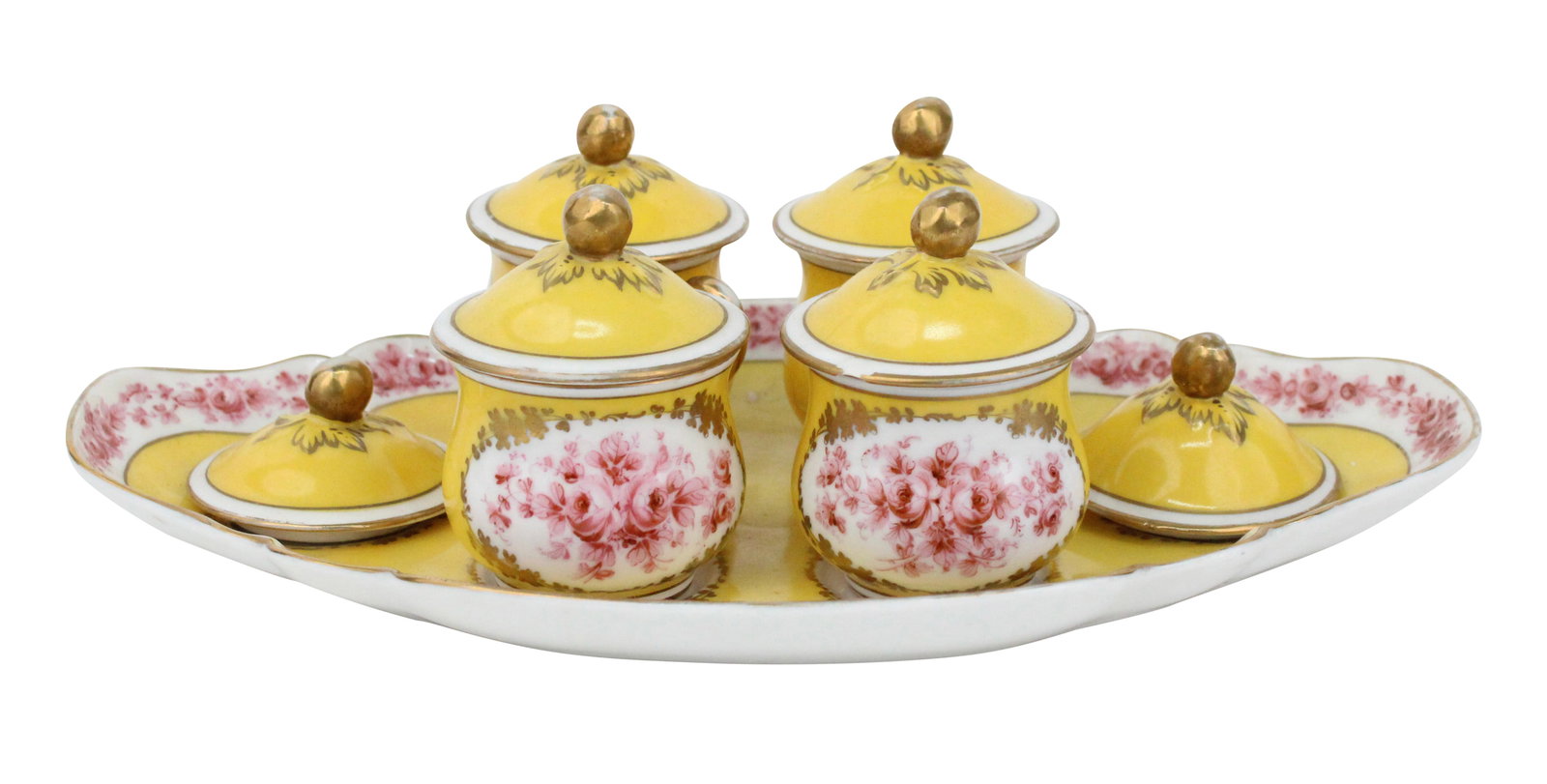 Porcelain Pot de Creme Set on Tray (1 of 10)