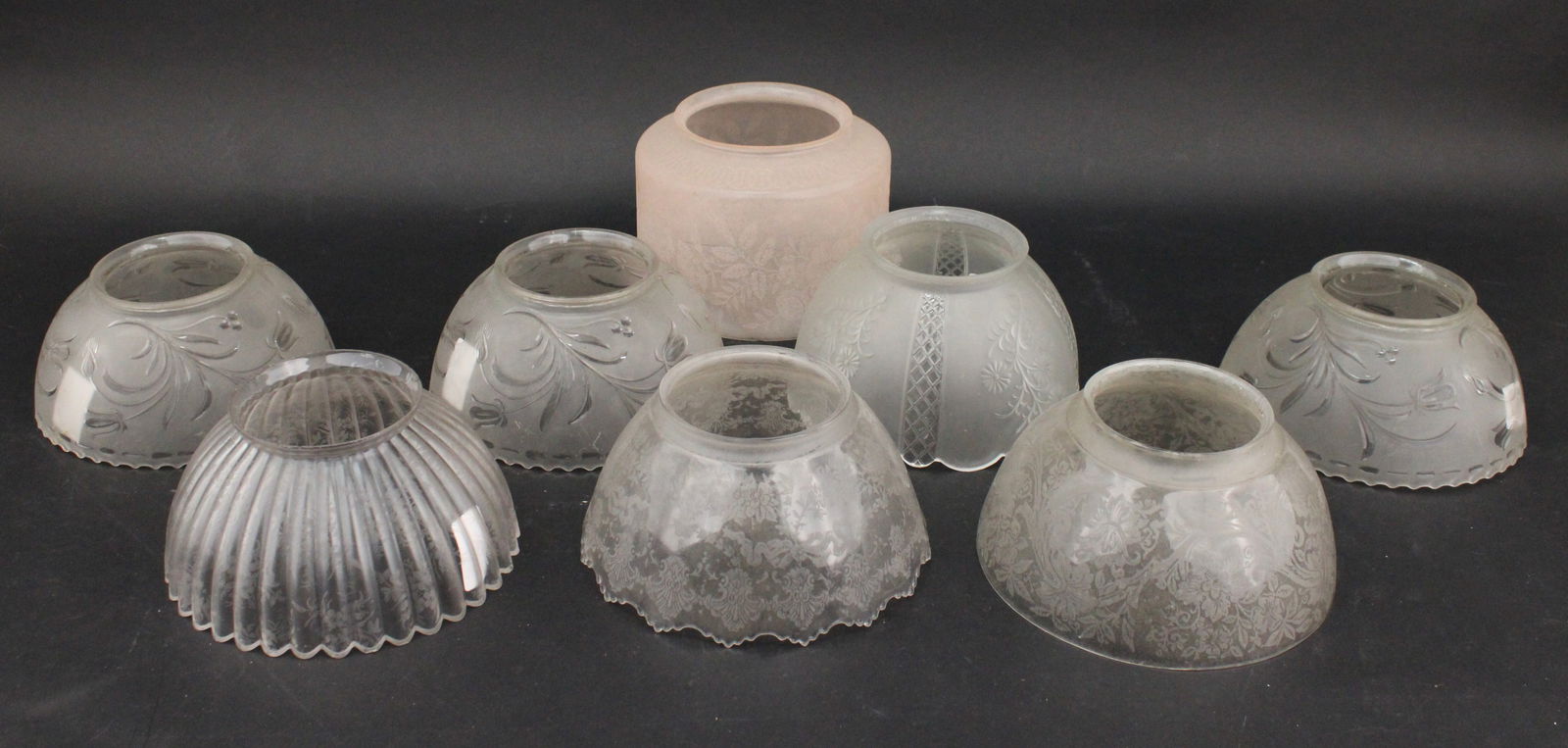 Eight Floral Decorated Glass Shades (1 of 7)