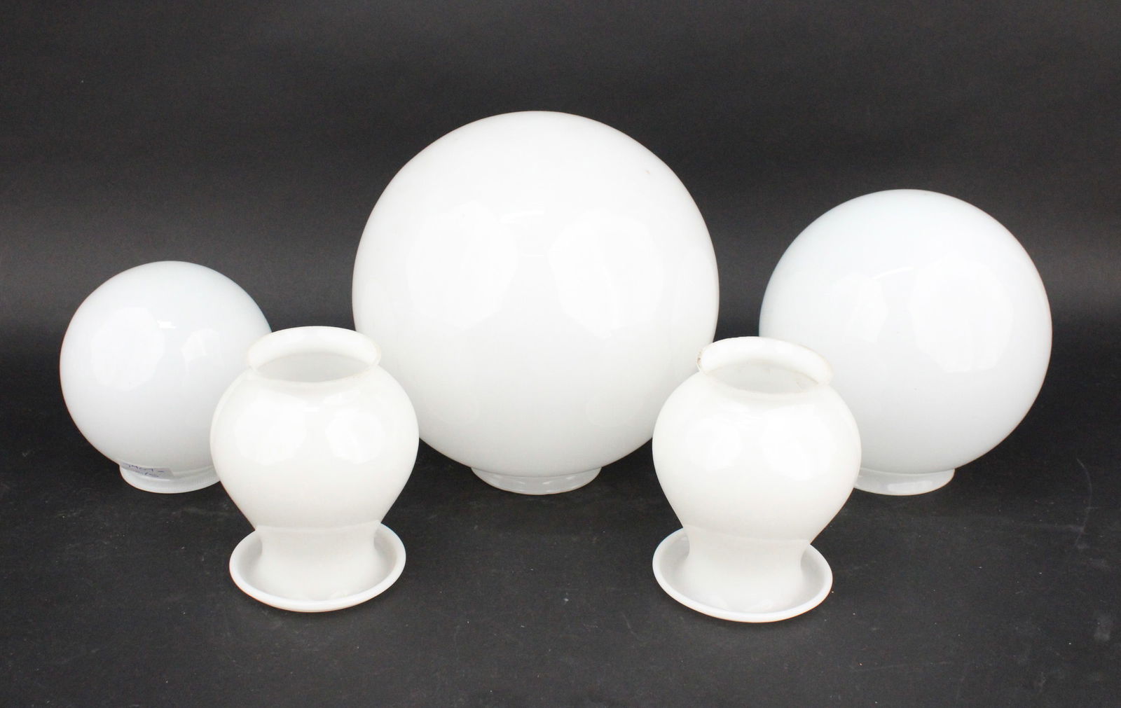 Five White Glass Shades (1 of 7)