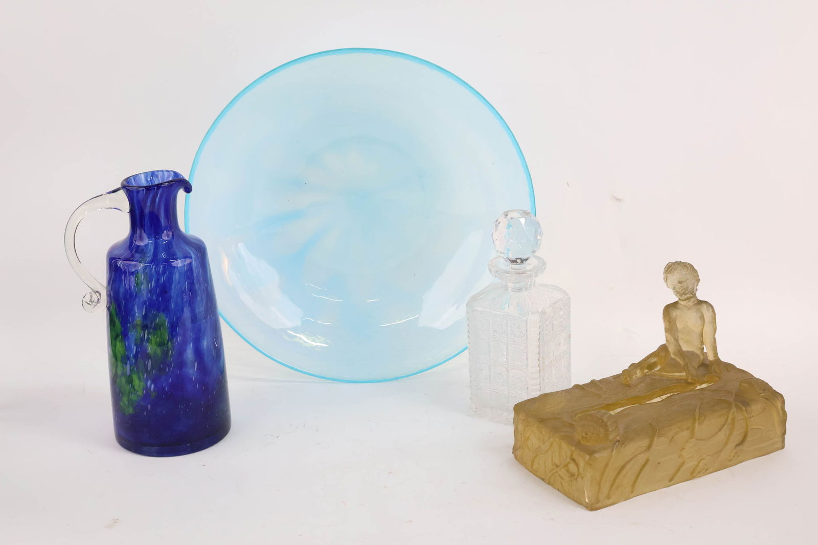 Studio Art Glass Shallow Blue Bowl (1 of 13)