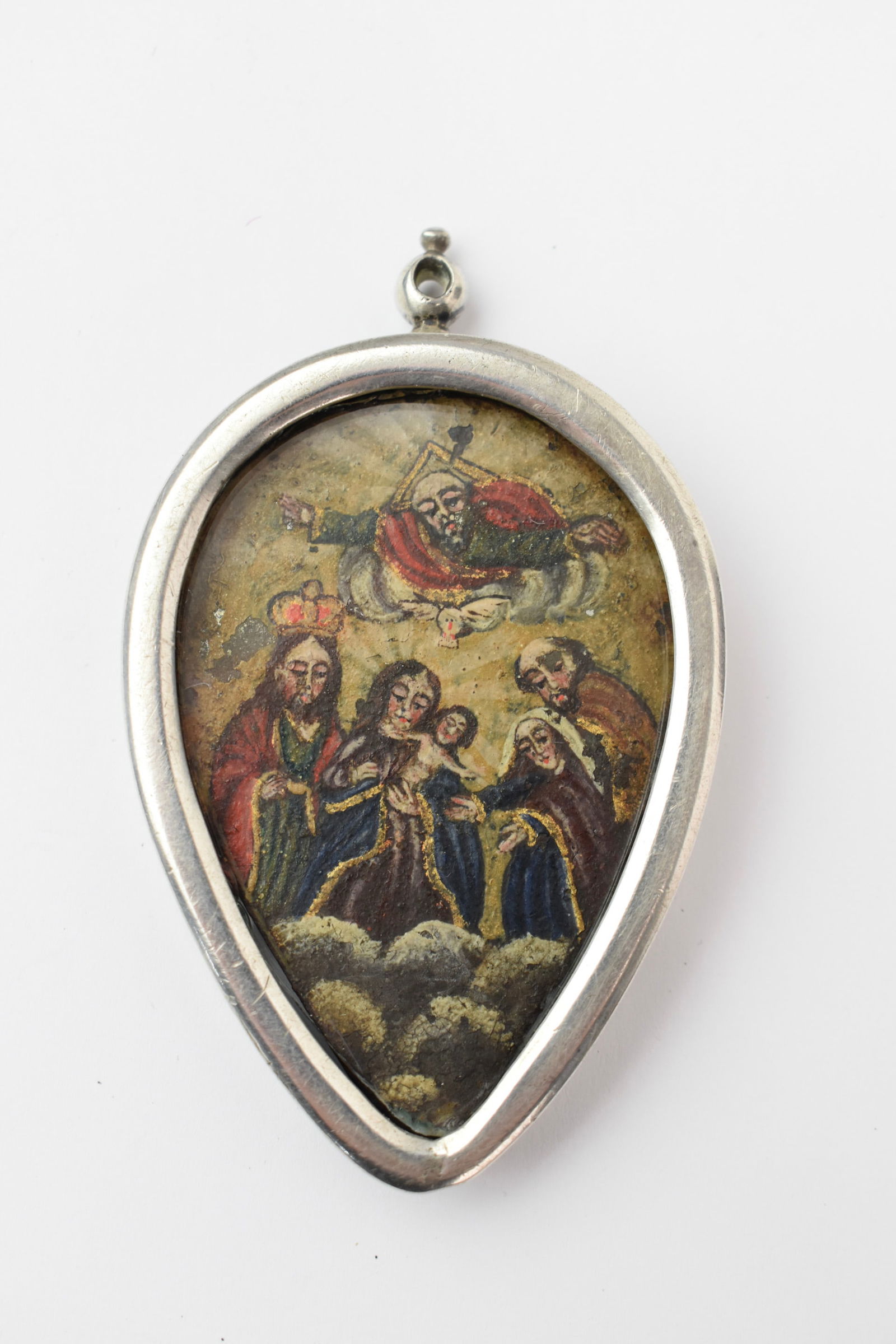 Antique Spanish Painting on Tin Reliquary (1 of 9)