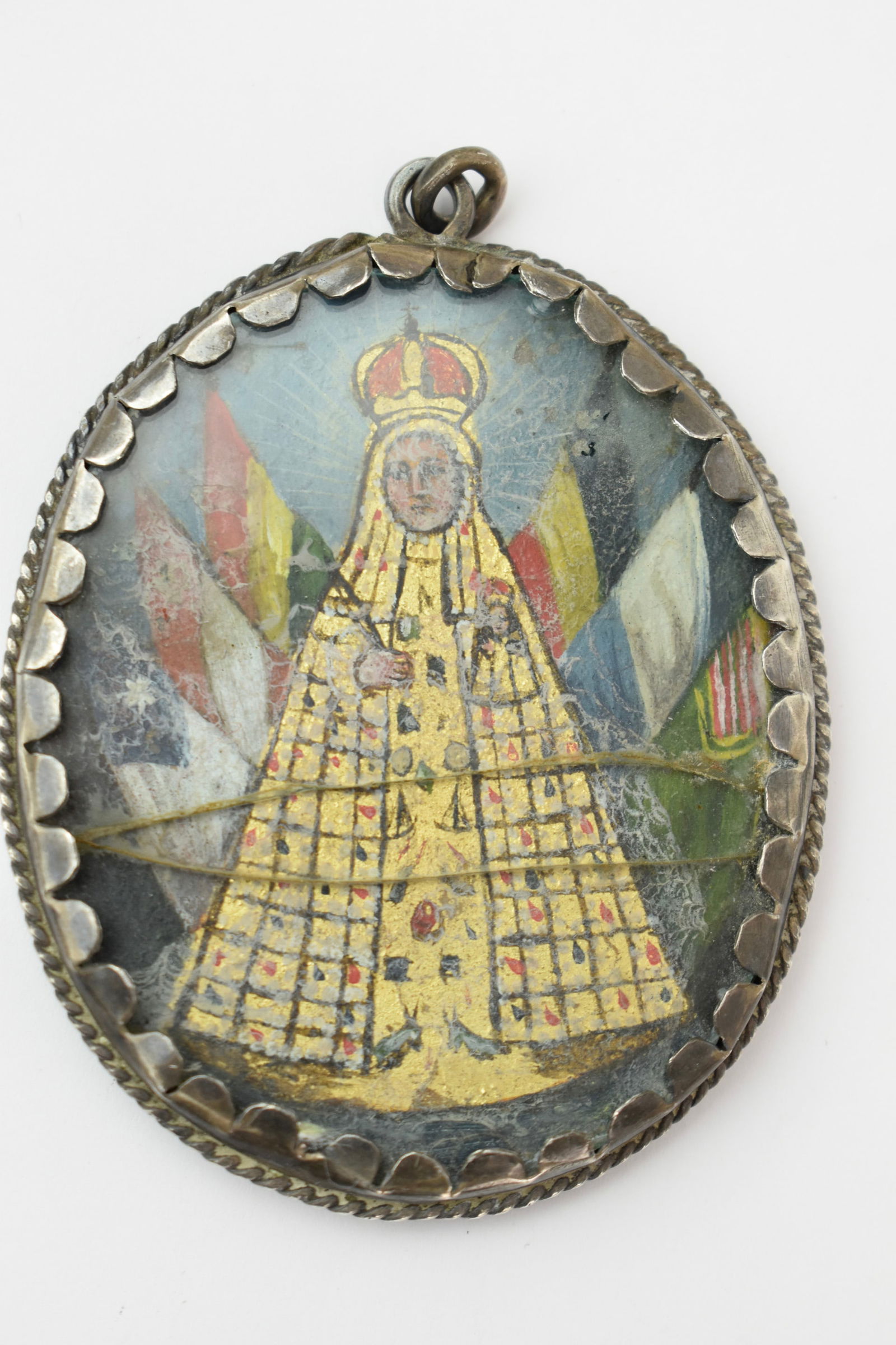 Antique Spanish Painting on Tin Reliquary (1 of 8)
