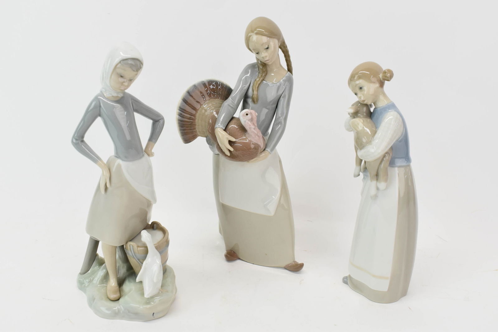 Three Vintage Lladro Farm Girl Figurals (1 of 10)