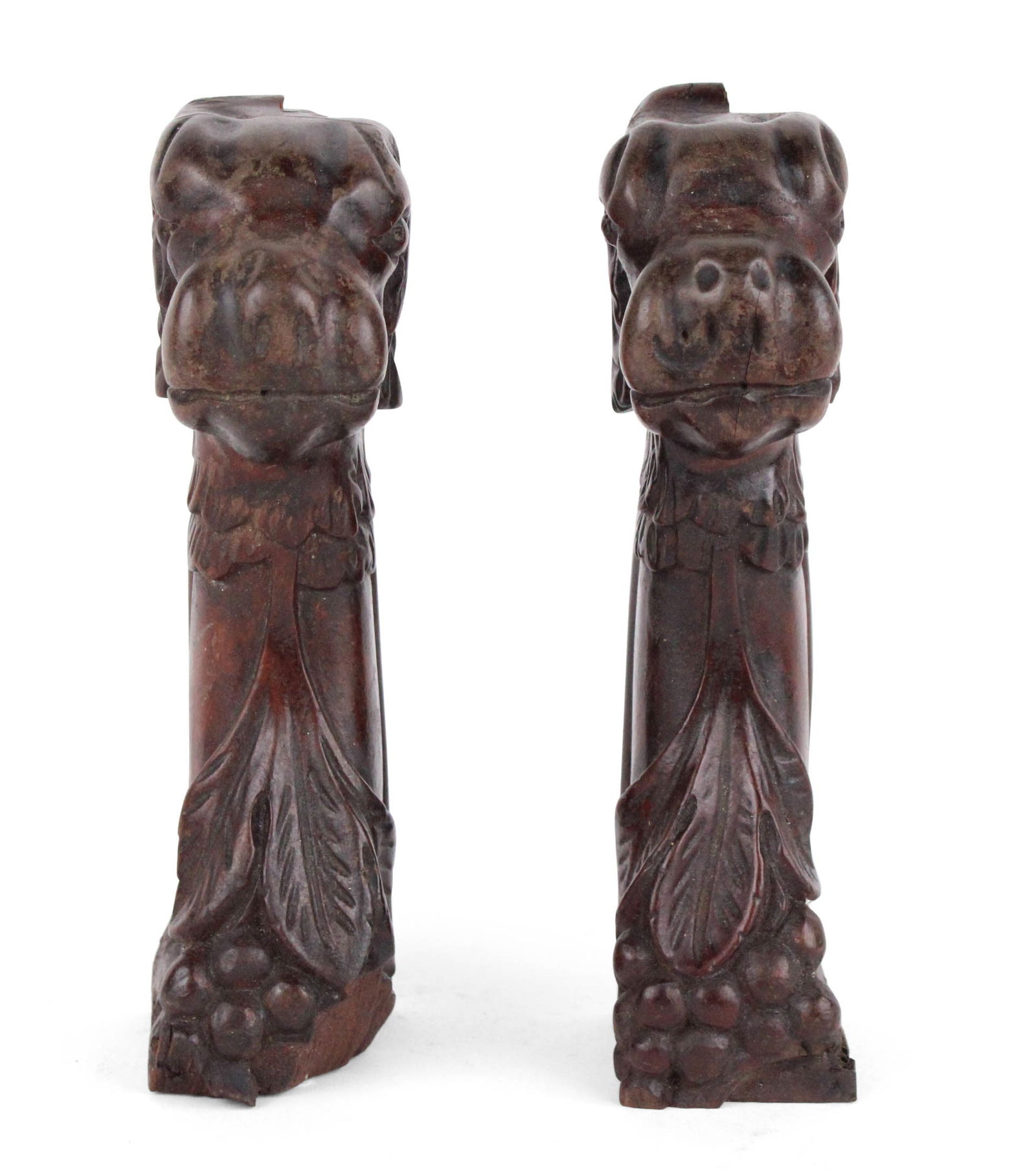 Pair of Carved Mahogany Dog's Head Supports (1 of 6)