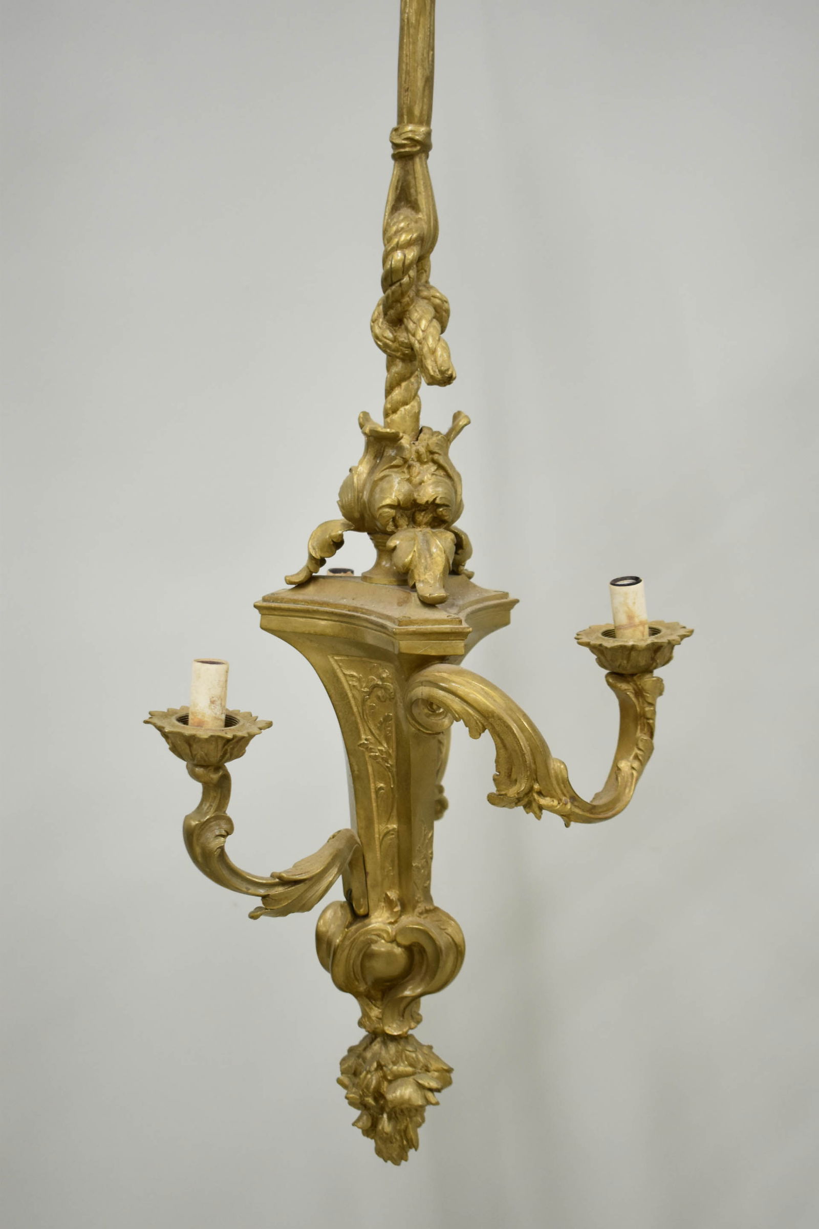 Gilt Bronze Rococo Style Three Light Chandelier (1 of 8)