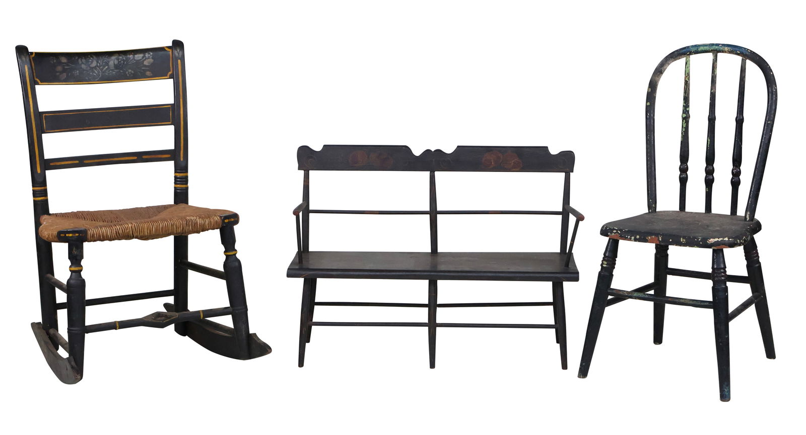 Federal Paint Decorated Child's or Doll's Bench (1 of 13)