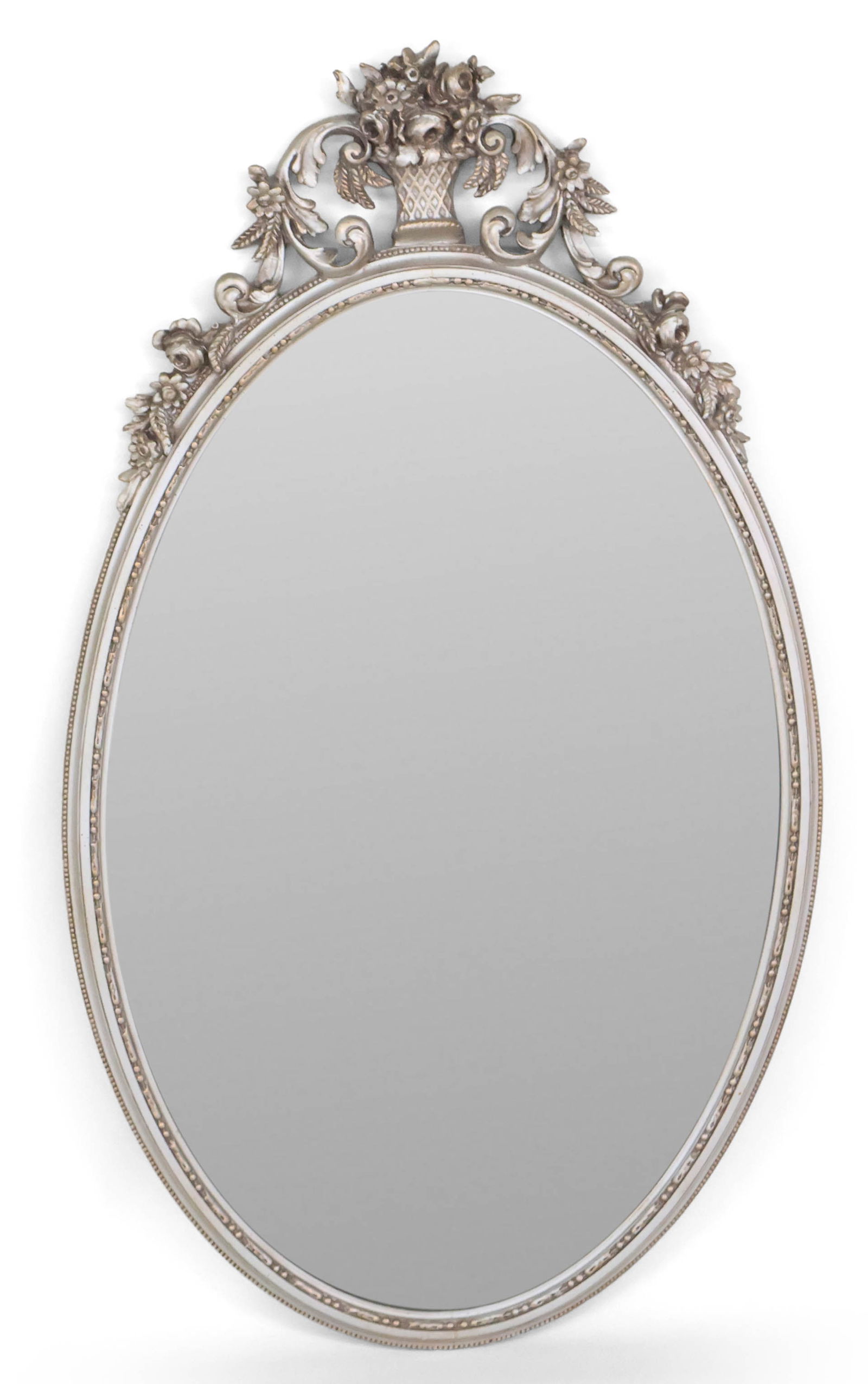 Modern Oval Floral Carved Mirror (1 of 9)