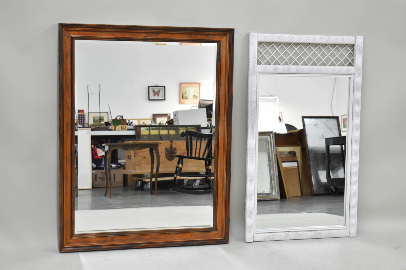 Henry Link White Wicker Mirror (1 of 8)