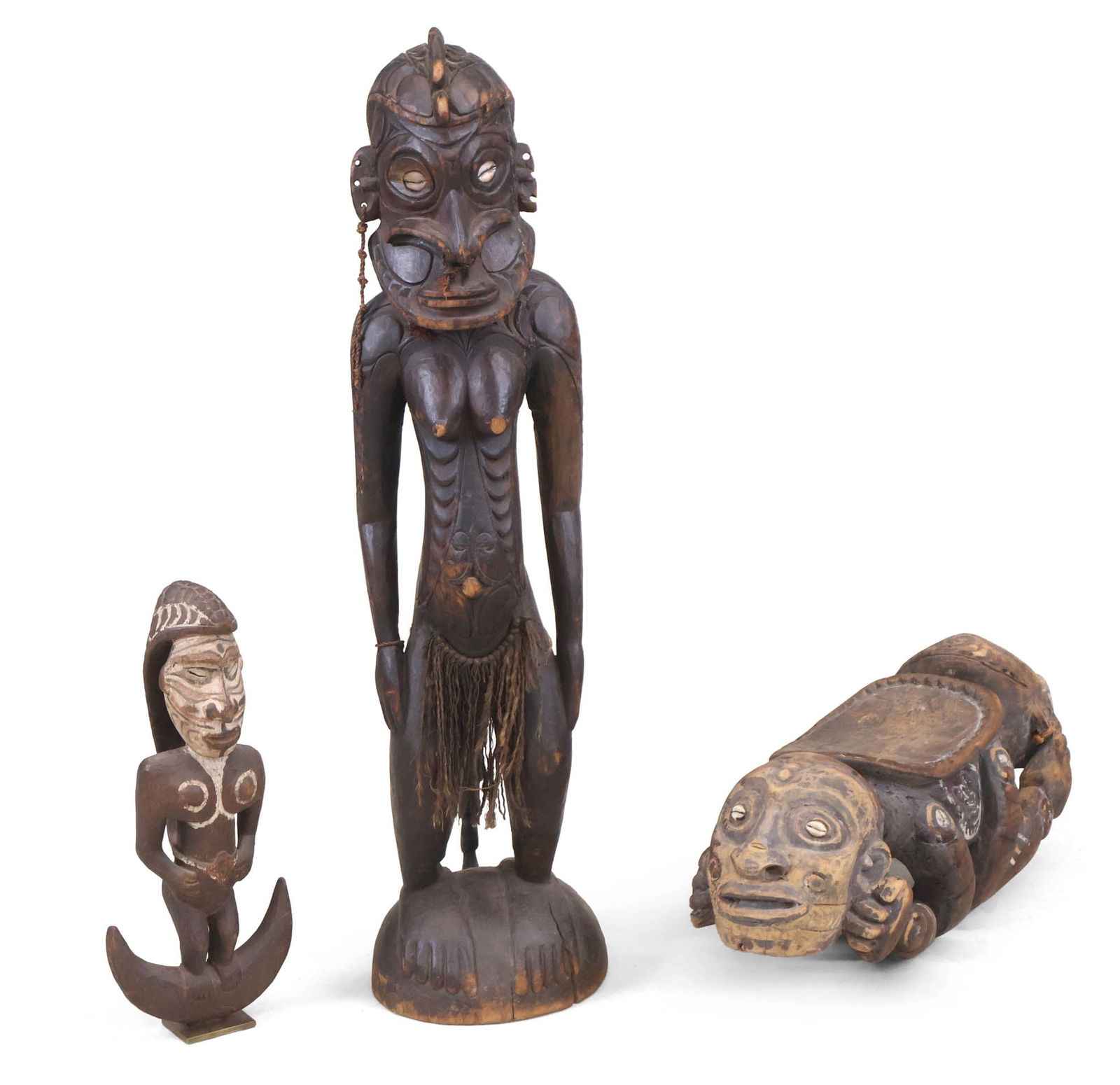 Three Papua New Guinea Carved Wood Statues (1 of 16)