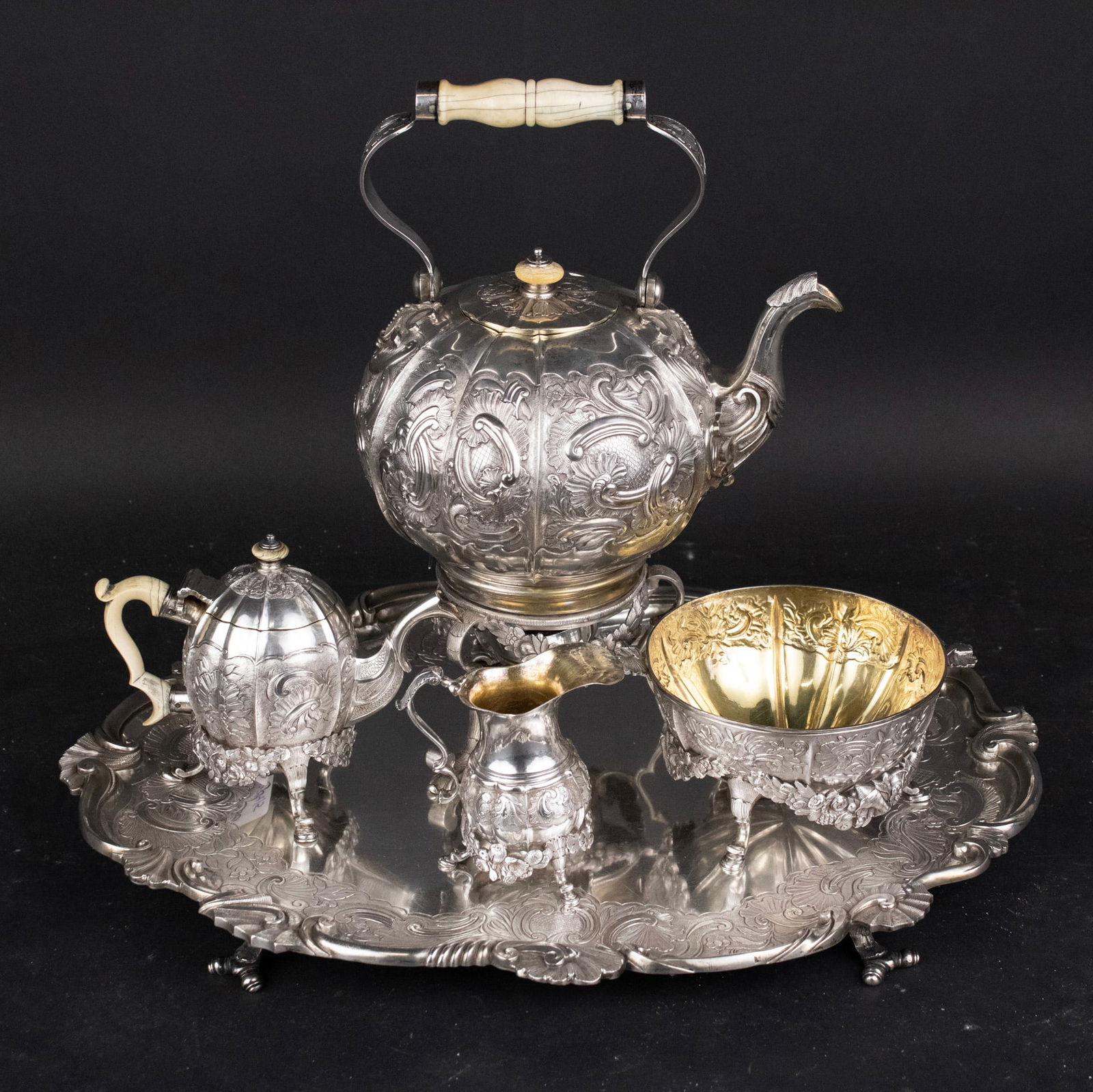 Ornate Continental Silver Partial Tea Service (1 of 11)
