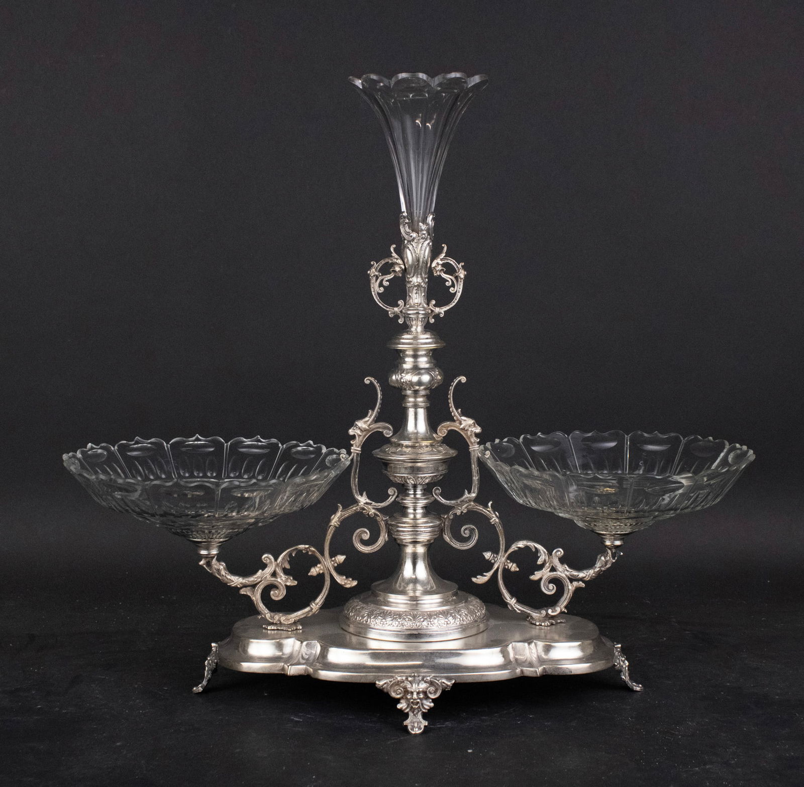 Continental Two Glass Bowl Centerpiece in Silver Plate (1 of 7)