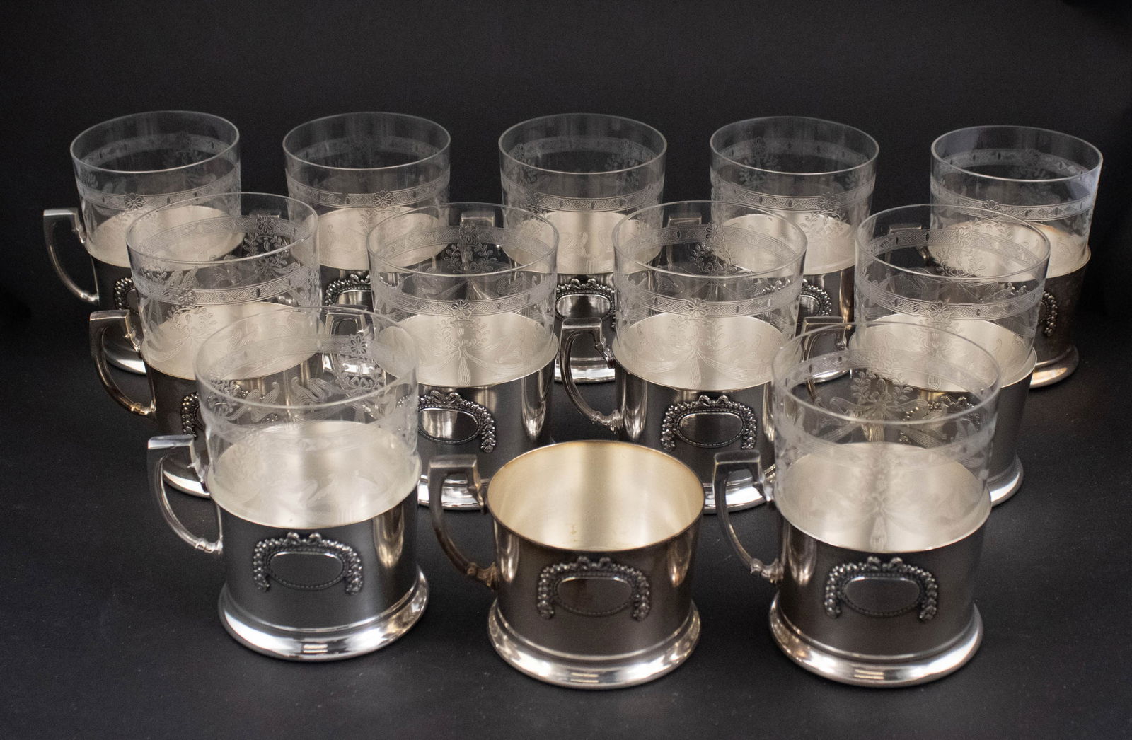 Twelve Argentor Silver Plated and Glass Cups (1 of 6)