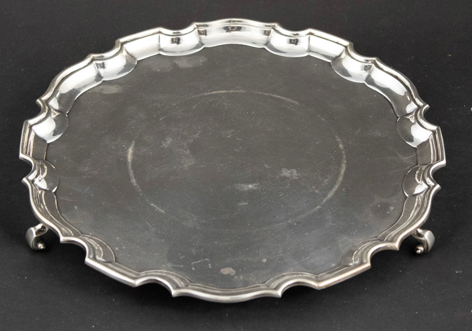 English Silver Scroll Footed Salver (1 of 5)