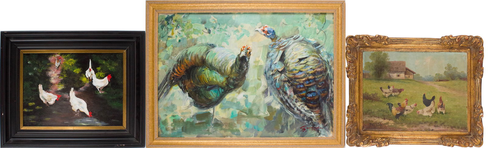 Chickens in a Barnyard, Oil on Canvas (1 of 15)