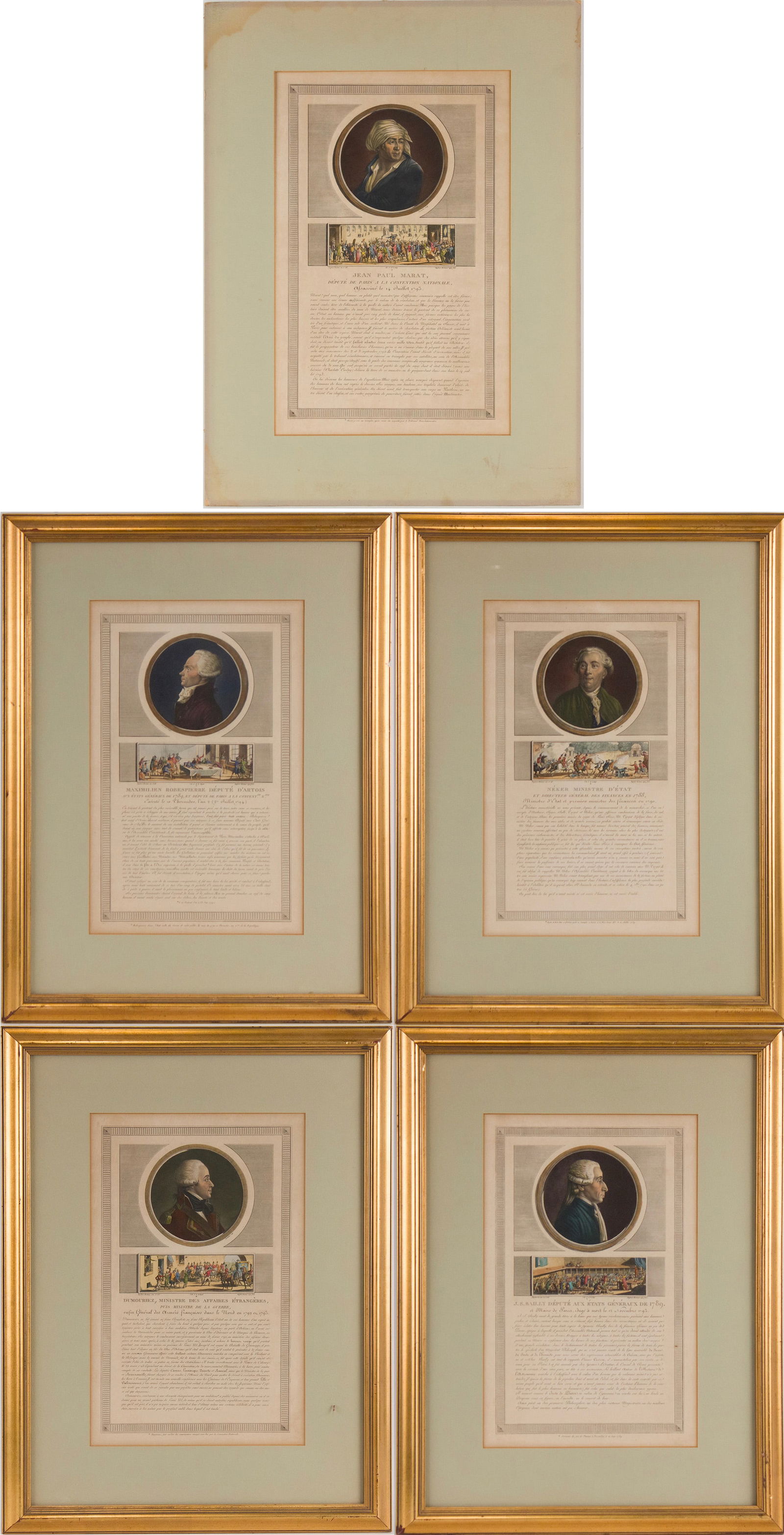 Jean Duplessis-Bertaux, French 1747-1819, Five French Revolution Portraits, Engravings (1 of 16)