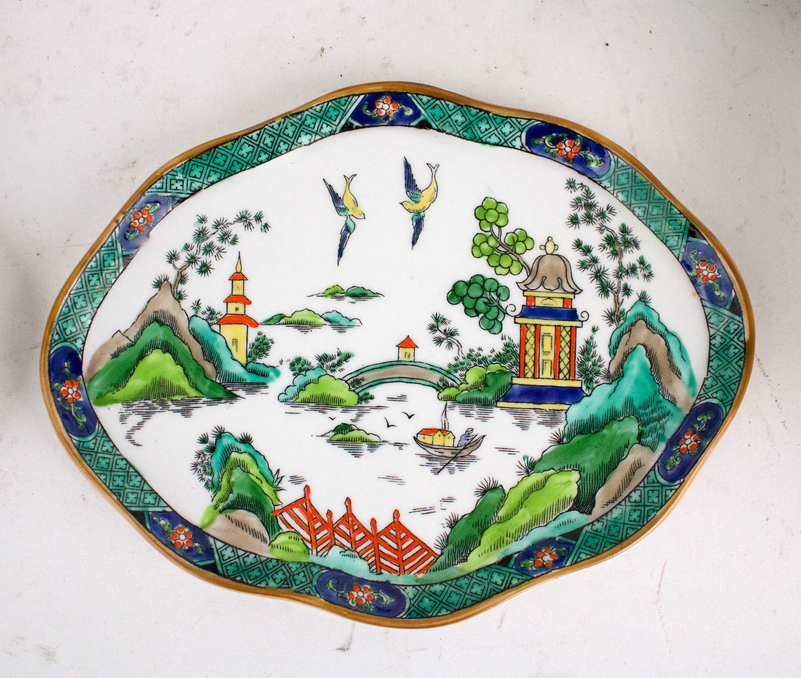 Six "Chinese Willow" Pattern Serving Pieces - 6