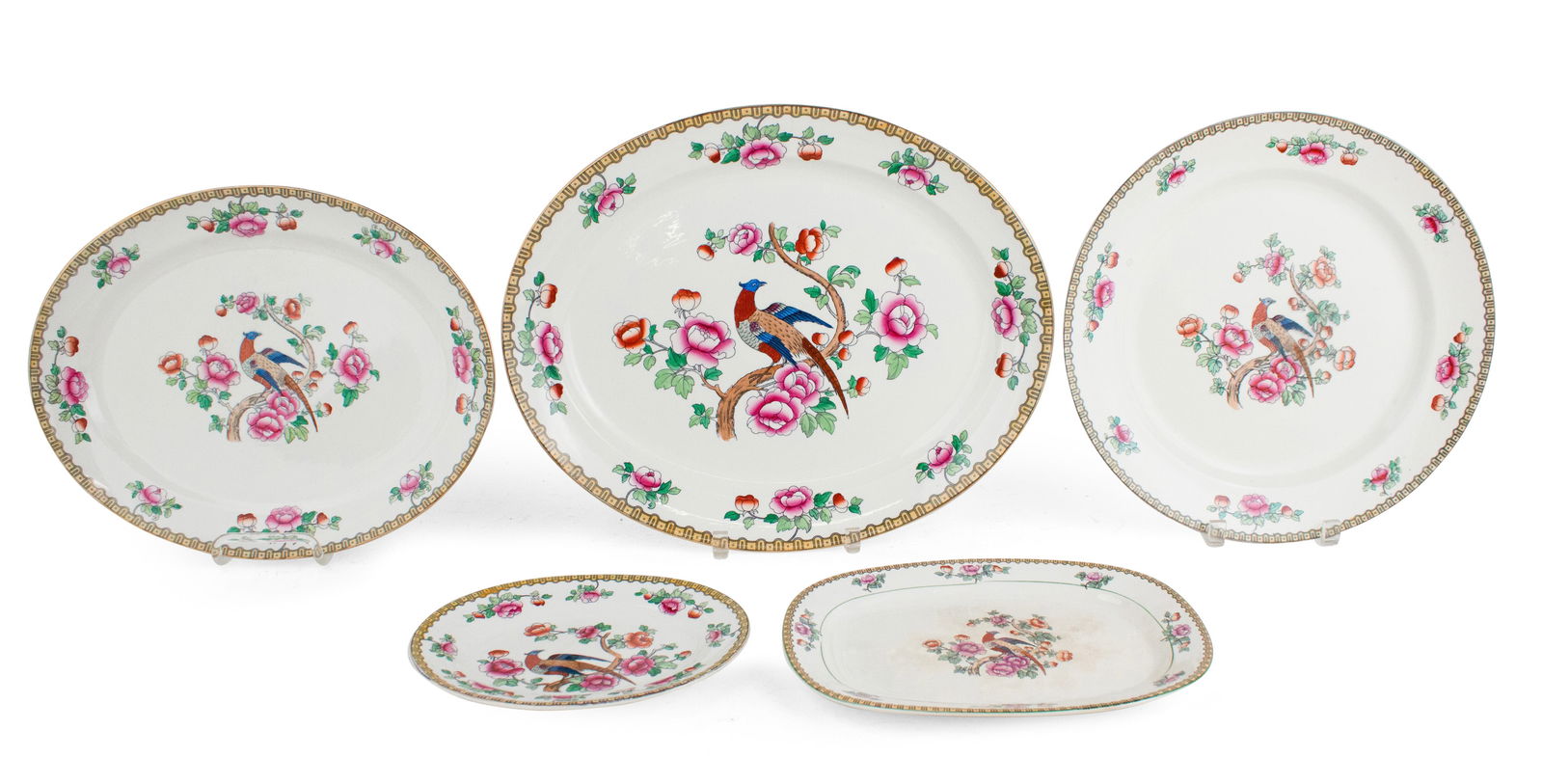 Four Whieldon Ware Pheasant Pattern Serving Platters (1 of 8)