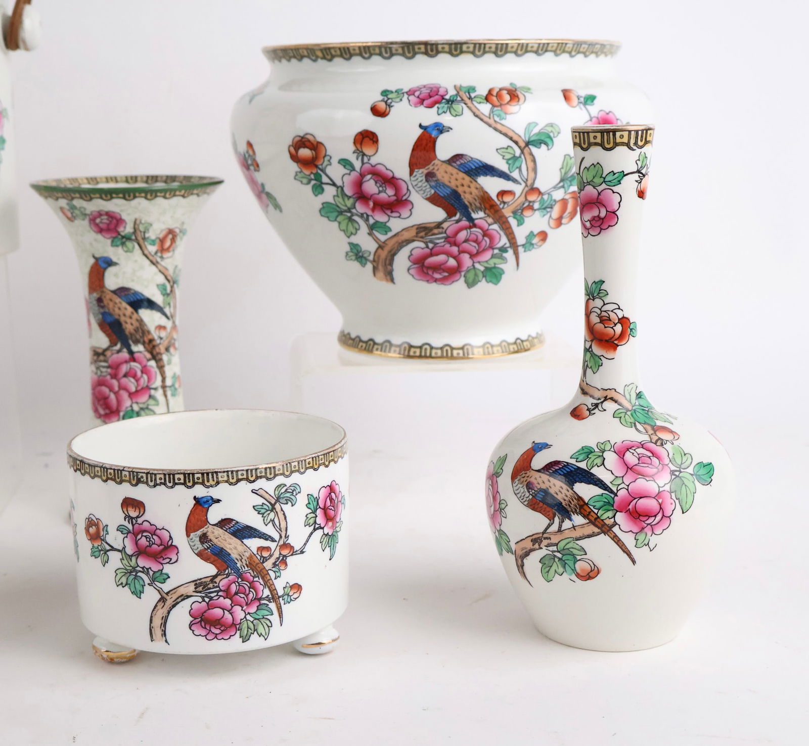 Eleven Whieldon Ware Pheasant Pattern Vases and Decorative Items - 2