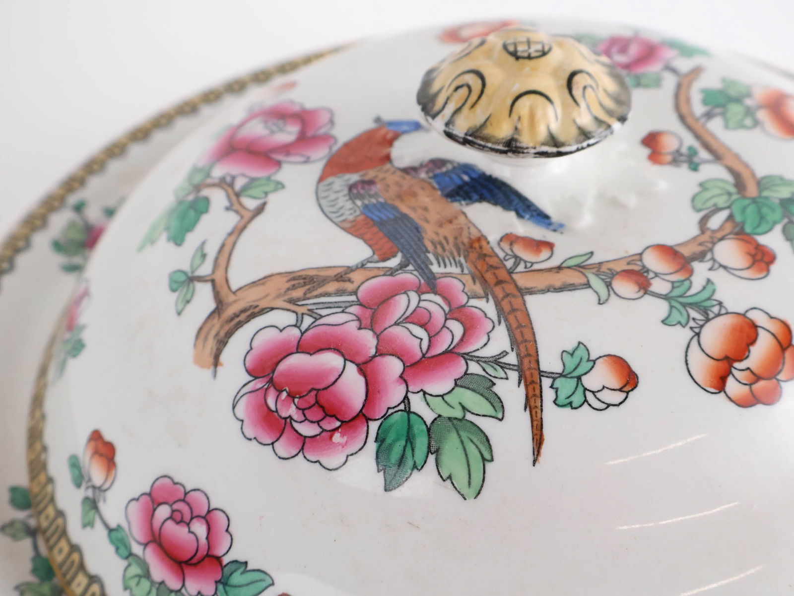 Six Whieldon Ware Pheasant Pattern Serving Pieces - 12